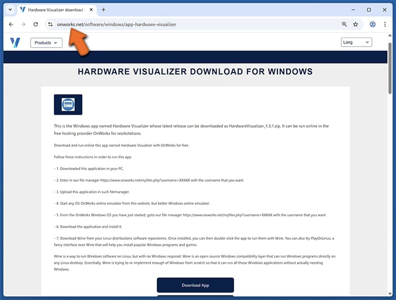 NWHStealer Malware fake website 2