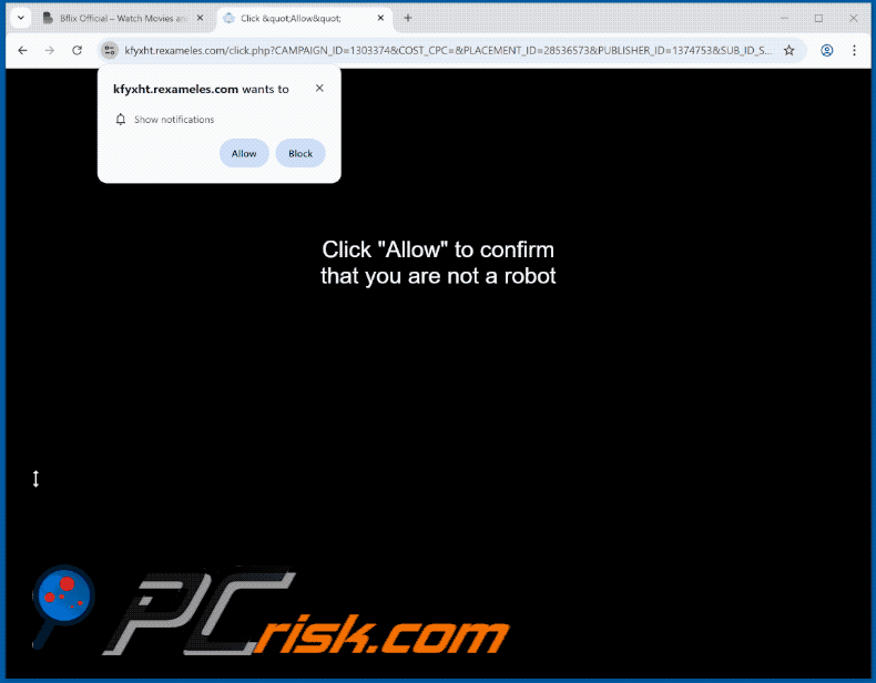 rexameles[.]com website appearance (GIF)