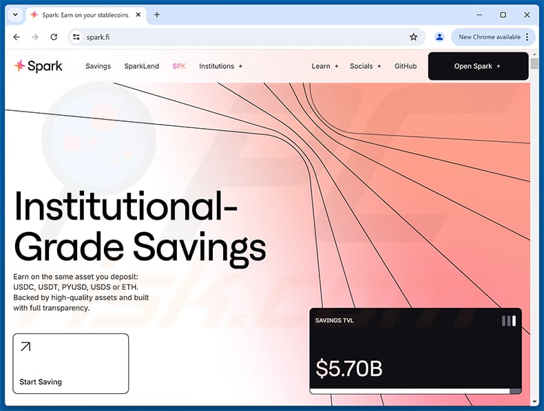 Spark Voting Rewards Scam real website (spark.fi)