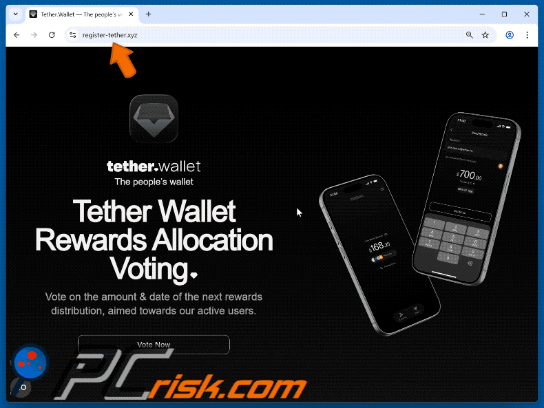 Appearance of Tether Wallet Voting Rewards Scam scam