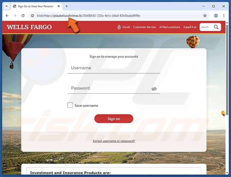 Wells Fargo - Merchant Charges Refund Email Scam fake wells fargo page
