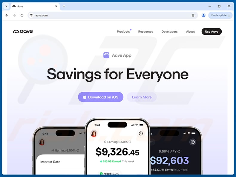 Aave Asset Recovery Scam real website (aave.com)
