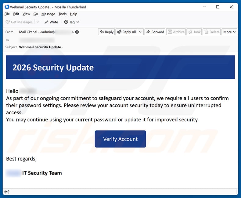 Account Security Update email scam (2026-05-13)
