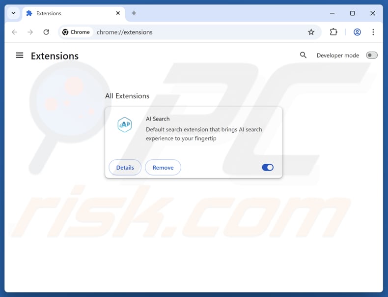 Removing aisearchapp.net related Google Chrome extensions