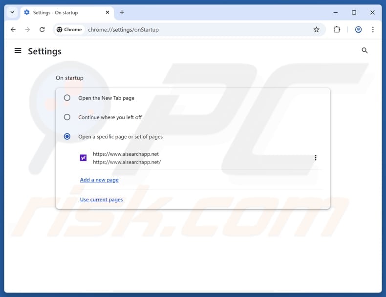 Removing aisearchapp.net from Google Chrome homepage