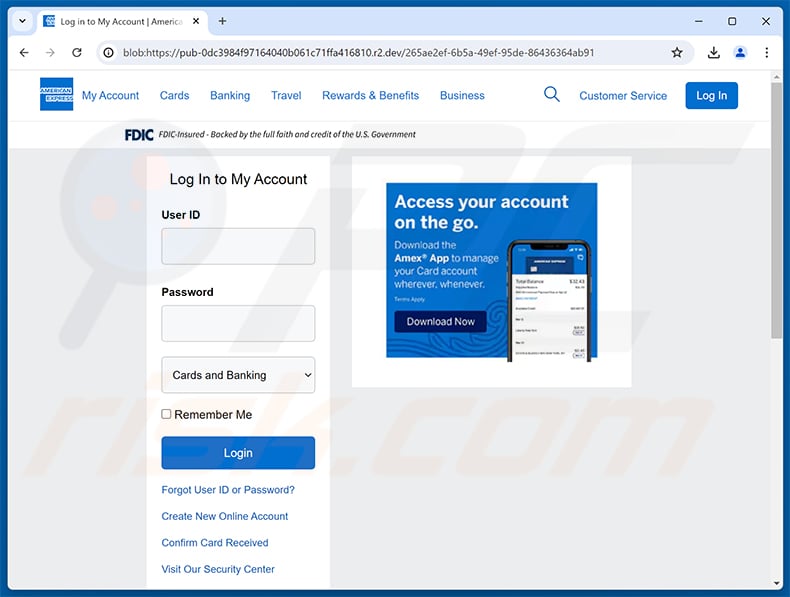 Phishing site promoted via American Express Account Is Limited email scam (2026-05-05)