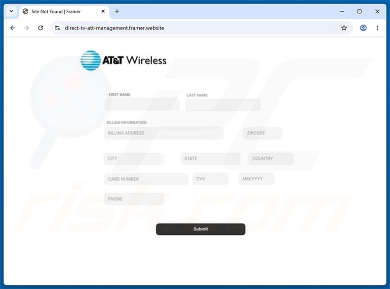 AT&T Payment Could Not Be Processed phishing page