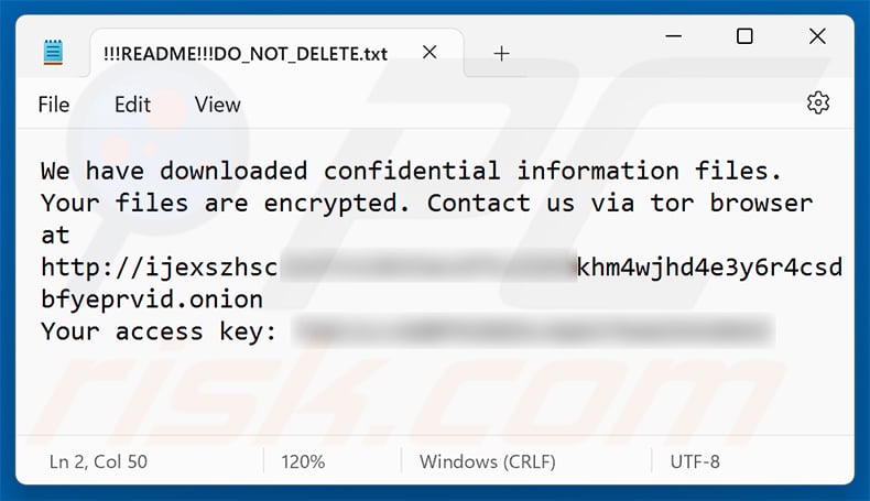 Aur0ra ransomware ransom note (!!!README!!!DO_NOT_DELETE.txt)