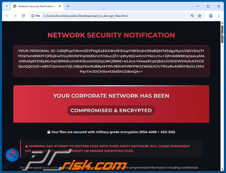 BARADAI ransomware ransom note (read_to_decrypt_files.html)