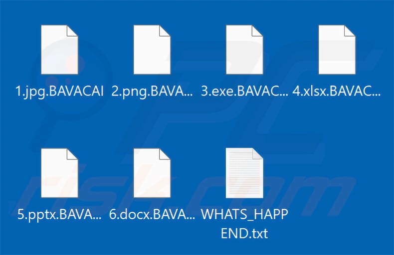 Files encrypted by BAVACAI ransomware (.BAVACAI extension)