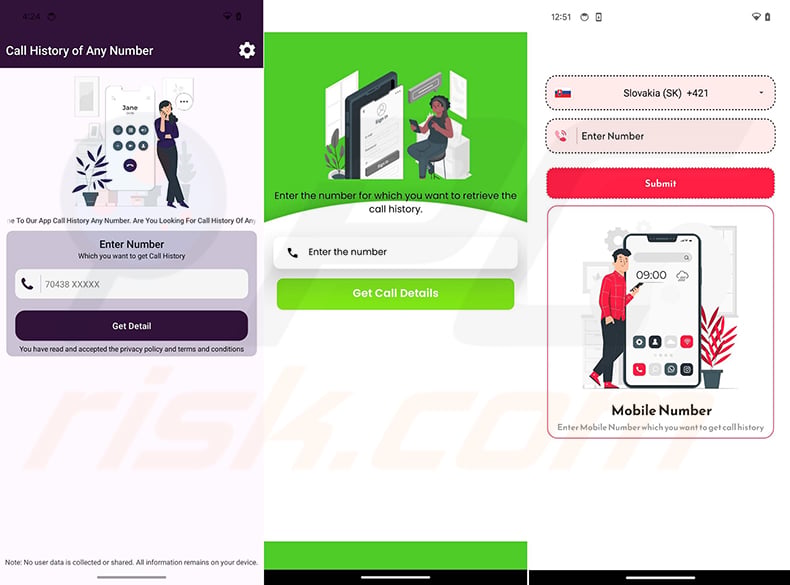 CallPhantom scam app number lookup interface