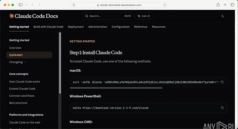 Fake Claude website hosting ClickFix