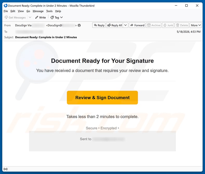 Document Ready For Your Signature email spam campaign