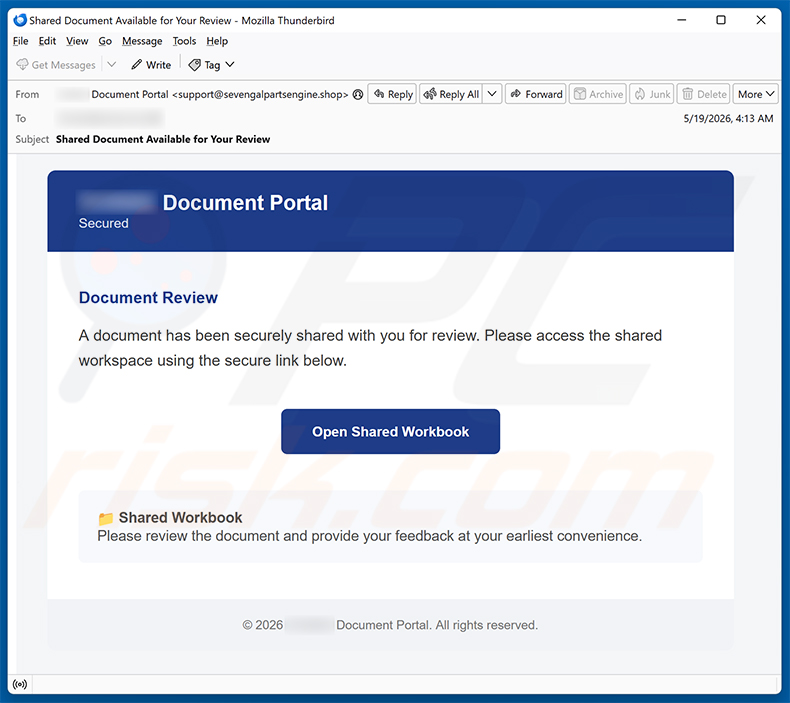 Document Shared Securely email scam (2026-05-20)