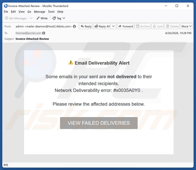 Email Deliverability Alert email spam campaign