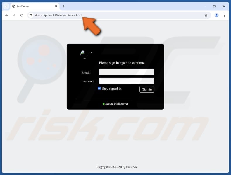 Email Delivery Problems Scam fake website