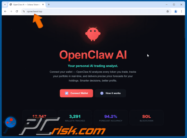 Appearance of Fake OpenClaw AI Website Scam (GIF)