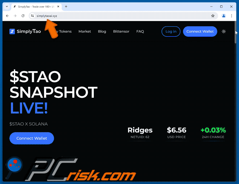 Appearance of Fake SimplyTao Website Scam (GIF)