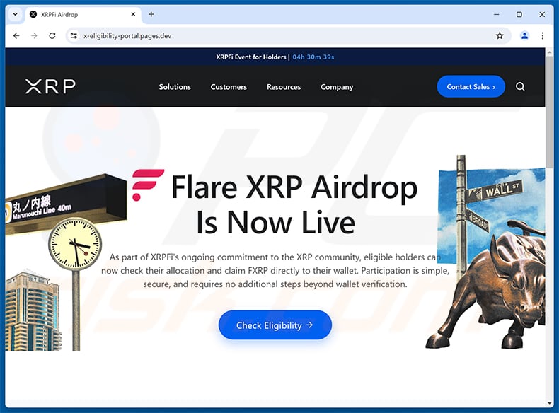 Flare Airdrop drainer website (x-eligibility-portal.pages[.]dev)