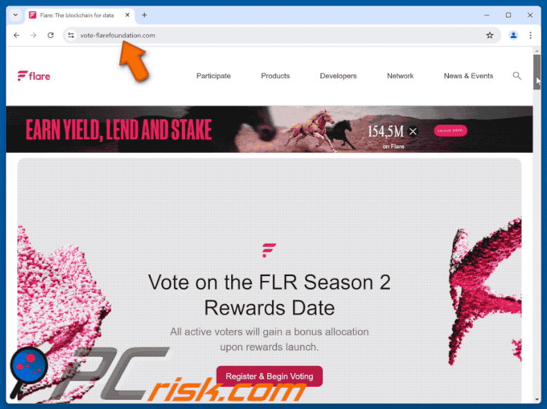 Appearance of Flare Voting Rewards Scam (GIF)