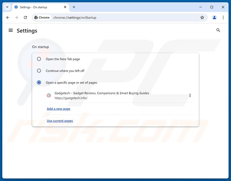 Removing gadgetech.info from Google Chrome homepage