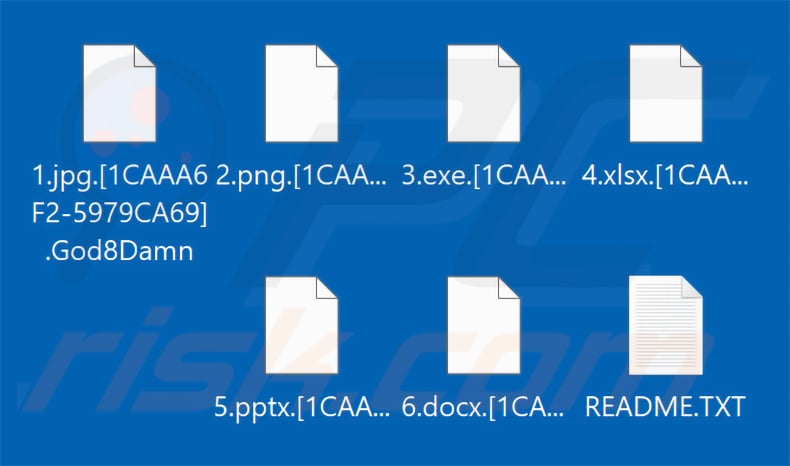 Files encrypted by GodDamn ransomware (.God8Damn extension)