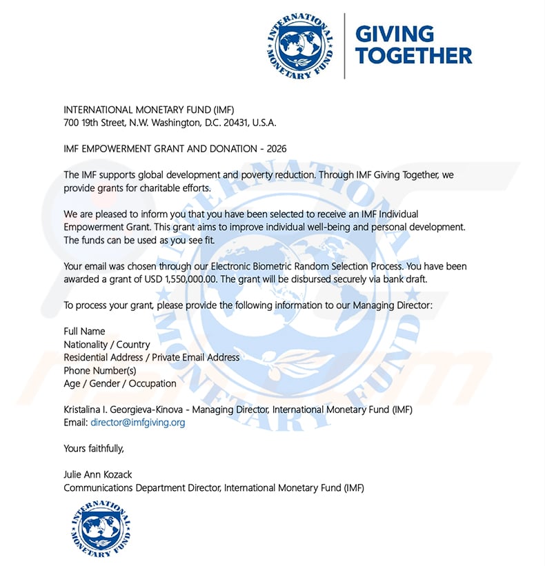 Image attached to IMF Grant Program Email Scam (2026-05-15)