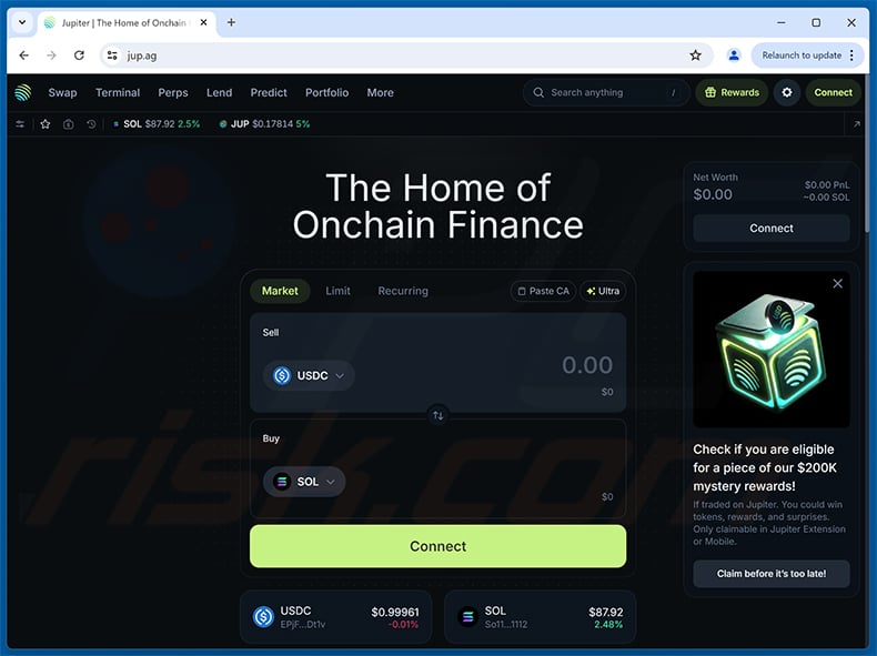 Jupiter Allocation Scam real website (jup.ag)