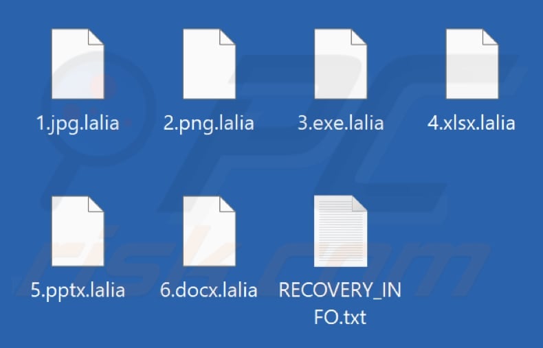 Files encrypted by Lalia ransomware (.lalia extension)