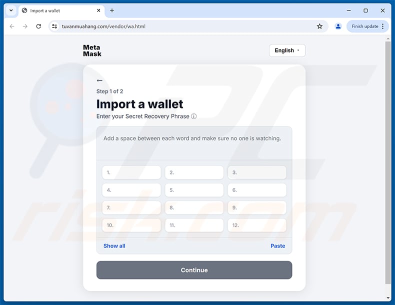 MoonPay Account Needs Verification Email Scam phishing page