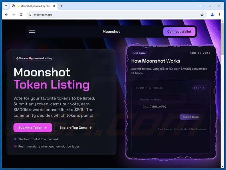 Moonshot voting scam website (moongem[.]app)