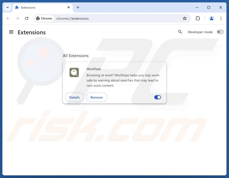 Removing myworkfaze.com related Google Chrome extensions