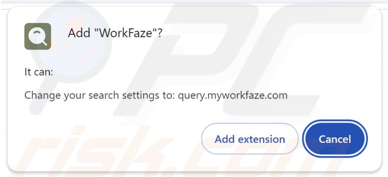 myworkfaze.com browser hijacker asking for permissions