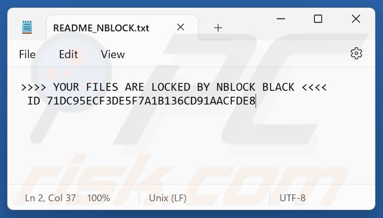 NBLock Black ransomware text file (README_NBLOCK.txt)