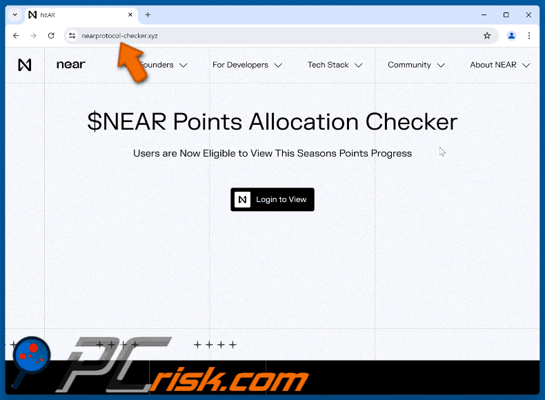 Appearance of $NEAR Points Allocation Checker scam (GIF)