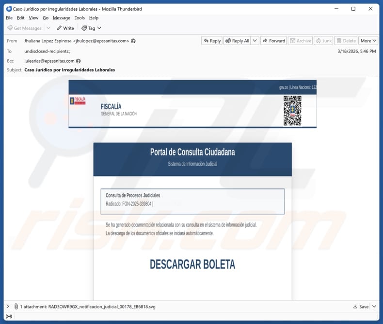NexusRAT Malware spam email used for distribution