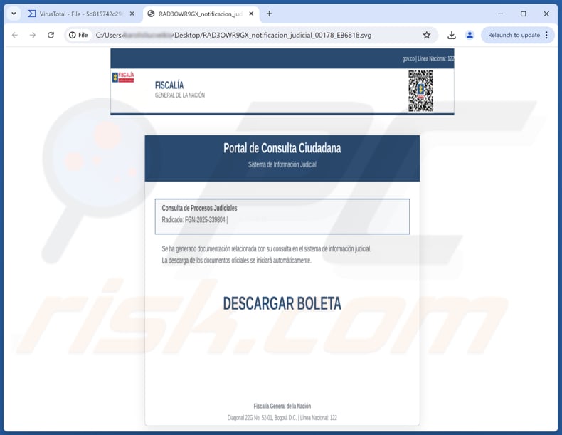 NexusRAT Malware svg attachment that contains the malware