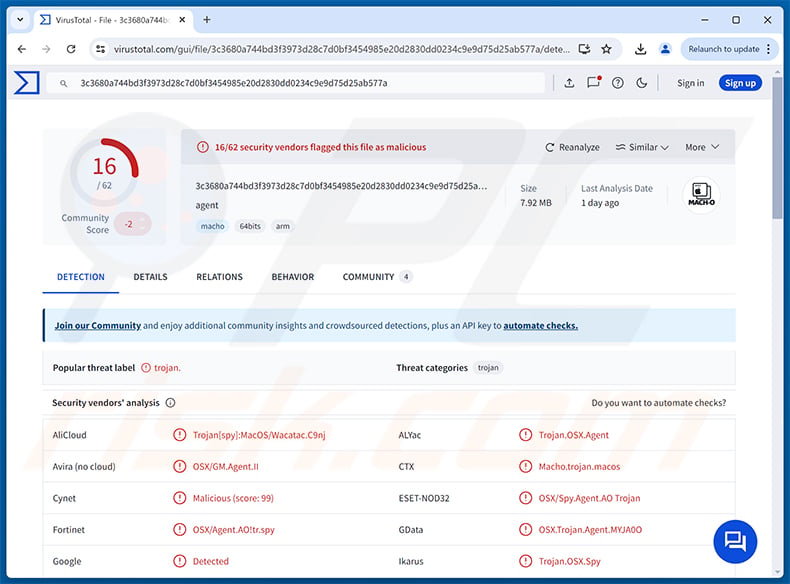 Overlord RAT Detections on VirusTotal
