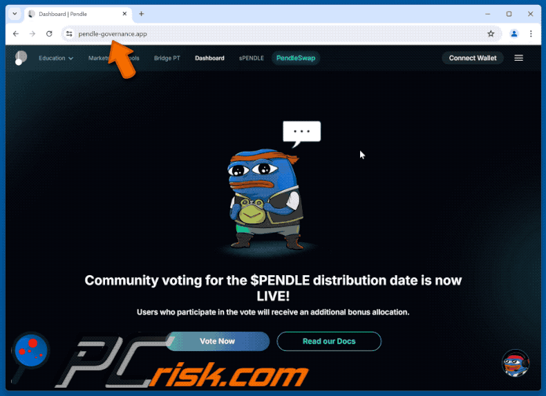 Appearance of $PENDLE Voting Rewards Scam (GIF)