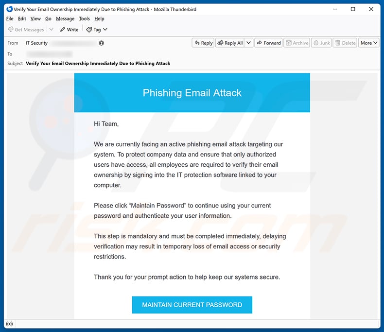 Phishing Email Attack email spam campaign