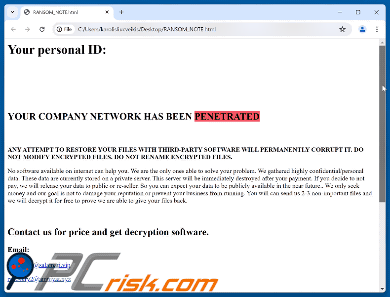 Rex ransomware ransom note GIF (RANSOM_NOTE.html)