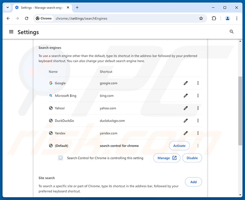 Removing search.capredirectapp.com from Google Chrome default search engine