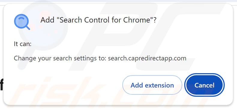 Permissions asked by Search Control for Chrome browser hijacker