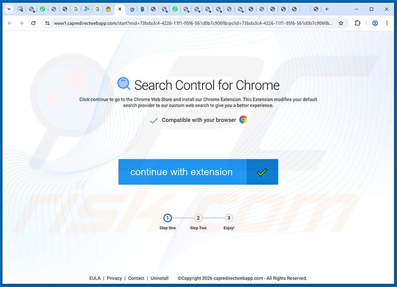 Website promoting Search Control for Chrome browser hijacker