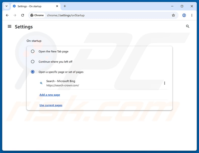 Removing search-crown.com from Google Chrome homepage