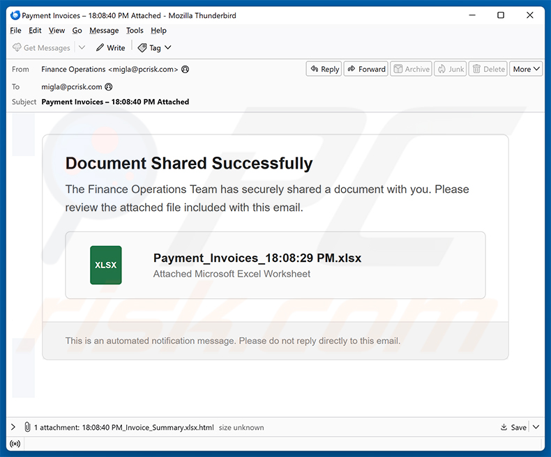Shared Excel Sheet Email Scam (2026-05-19)