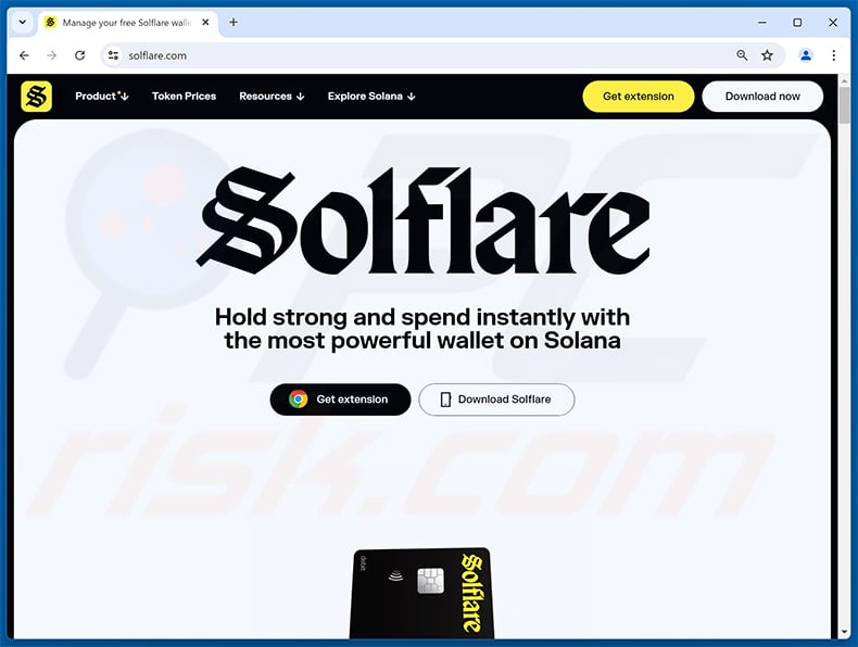 Real Solflare wallet website - solflare.com