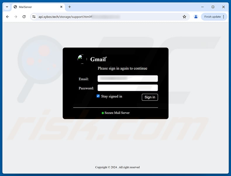 You Have Virus On Your Email phishing page