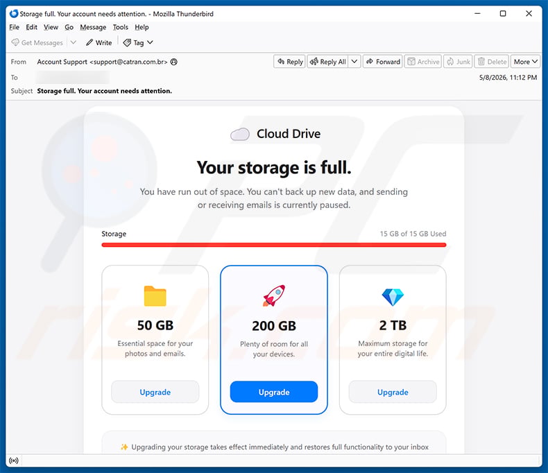 Your Cloud Storage Is Full Email Scam (2026-05-12)
