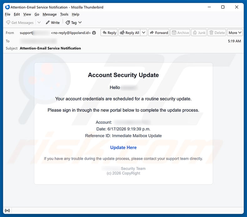 Account Security Update email scam (2026-06-18)